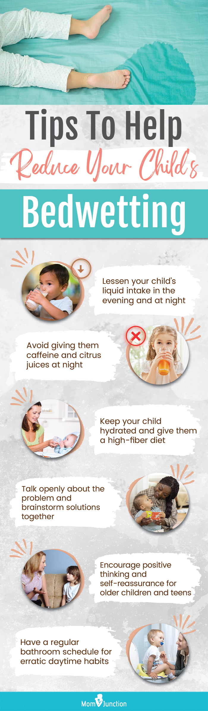 lifestyle changes that might reduce bedwetting in children (infographic)