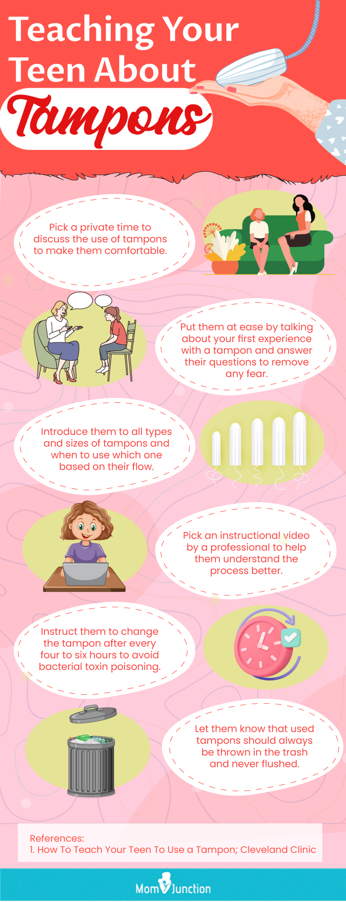 tips for teaching your teen to use tampons (infographic)