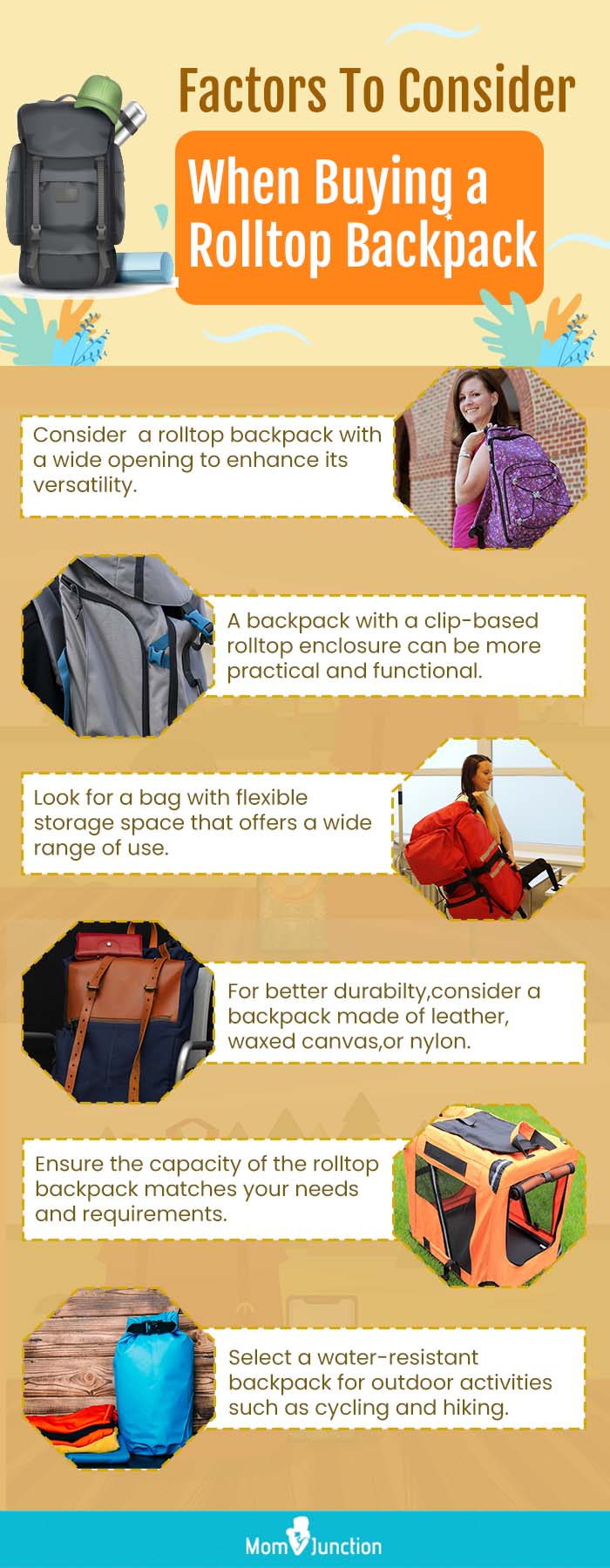 Factors To Consider When Buying A Rolltop Backpack (infographic)