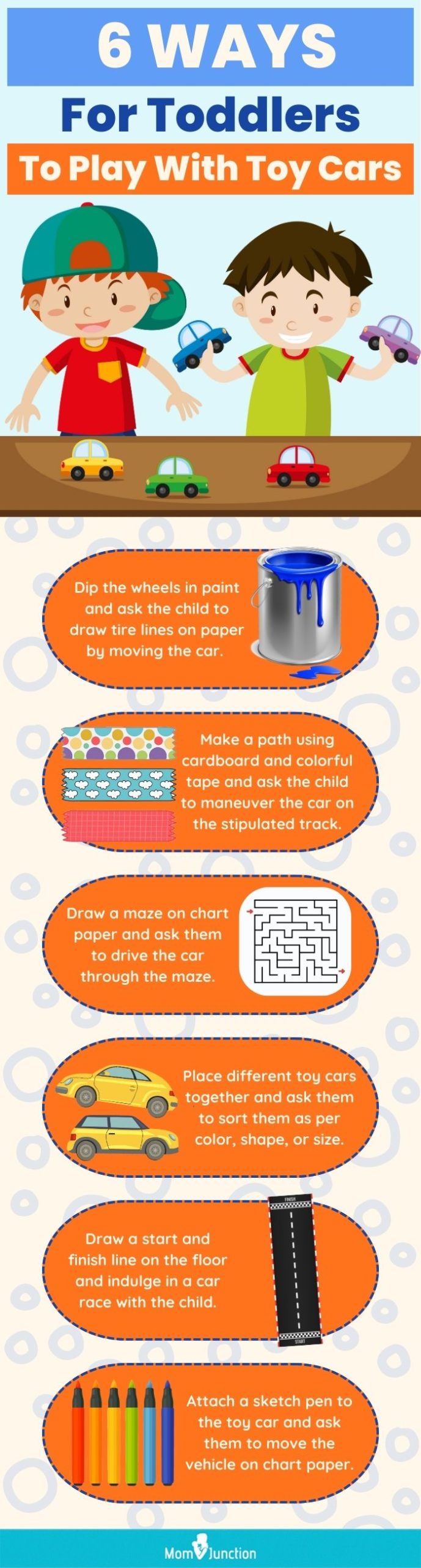 6 Ways For Toddlers To Play With Toy Cars (infographic)