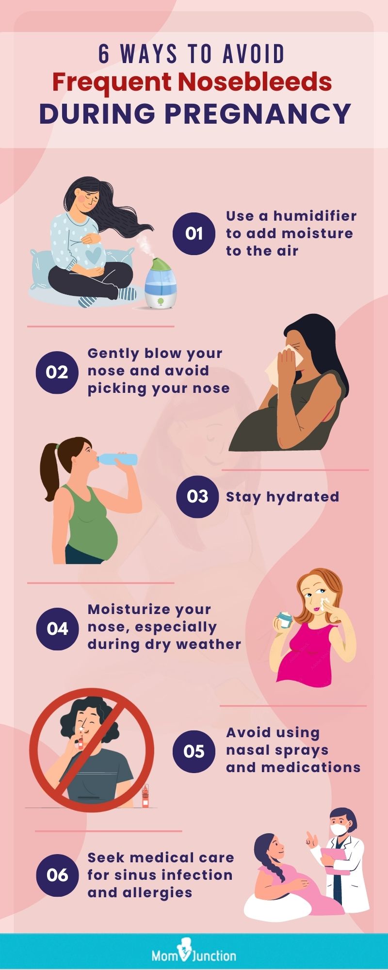 ways to avoid frequent nosebleeds during pregnancy (infographic)