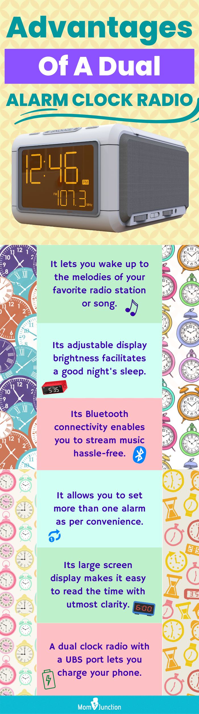 Advantages Of A Dual Alarm Clock Radio (infographic)