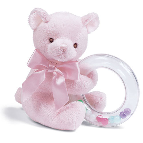 Bearington Baby Dottie Pink Teddy Bear, Baby Rattle