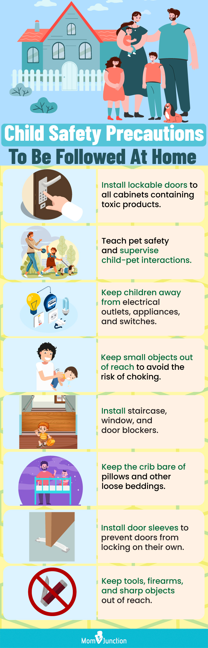 child safety precautions to be followed at home (infographic)