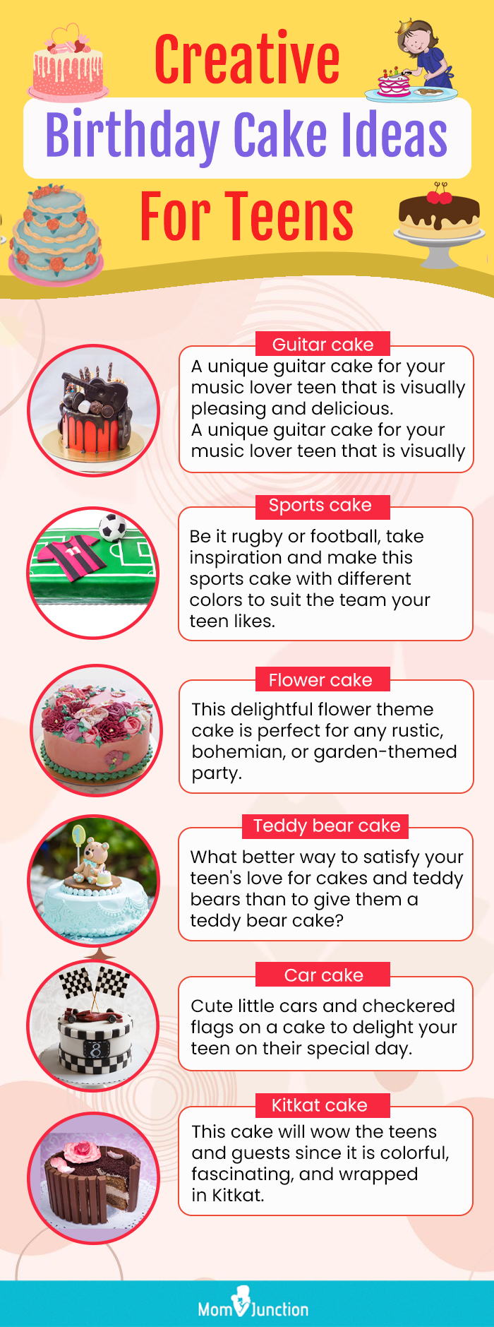 creative birthday cake ideas for teens (infographic)