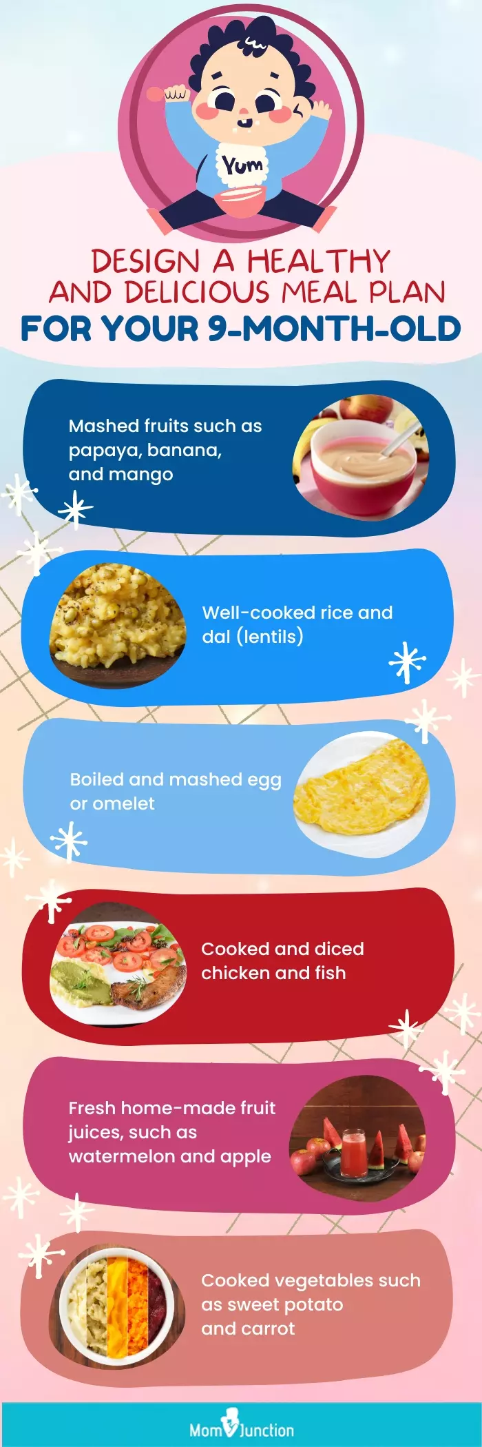 design a healthy and delicious meal plan for your 9 month old (infographic)