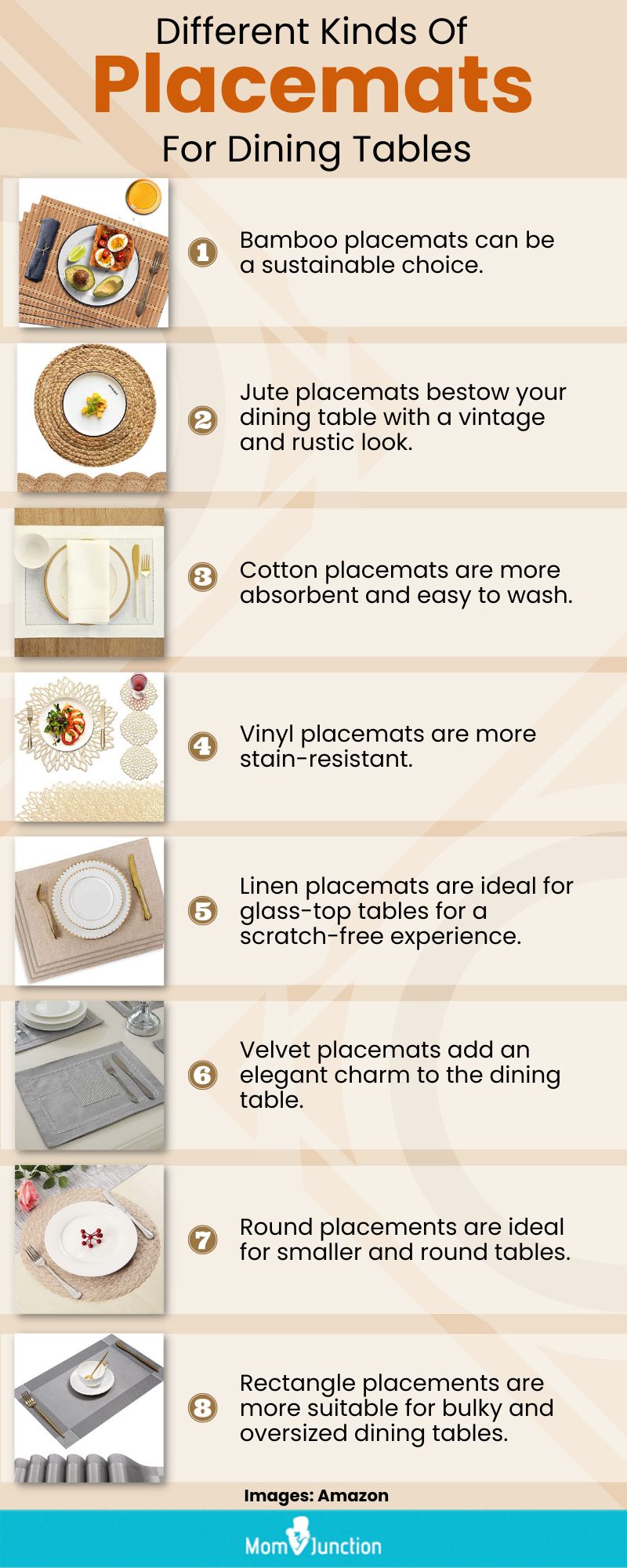 Different Kinds Of Placemats For Dining Tables (infographic)