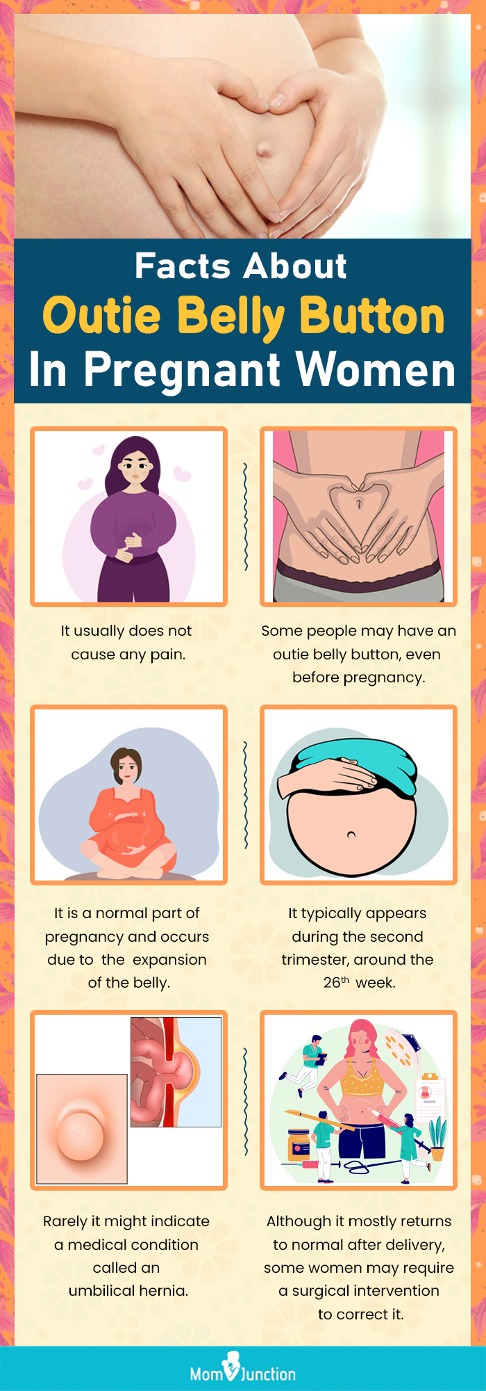 facts about outie belly button in pregnant women (infographic)
