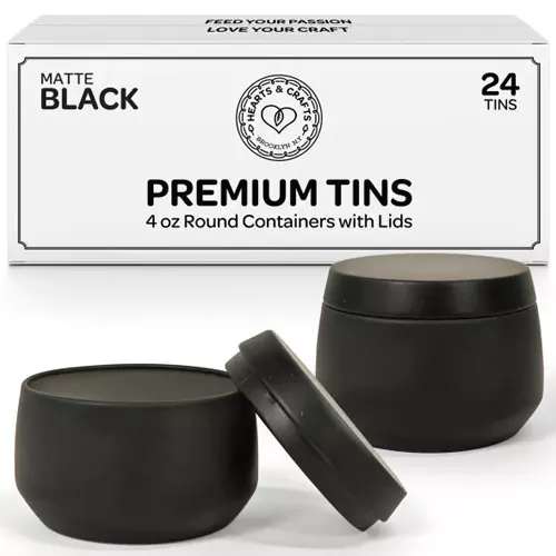Hearts & Crafts Black Candle Tins