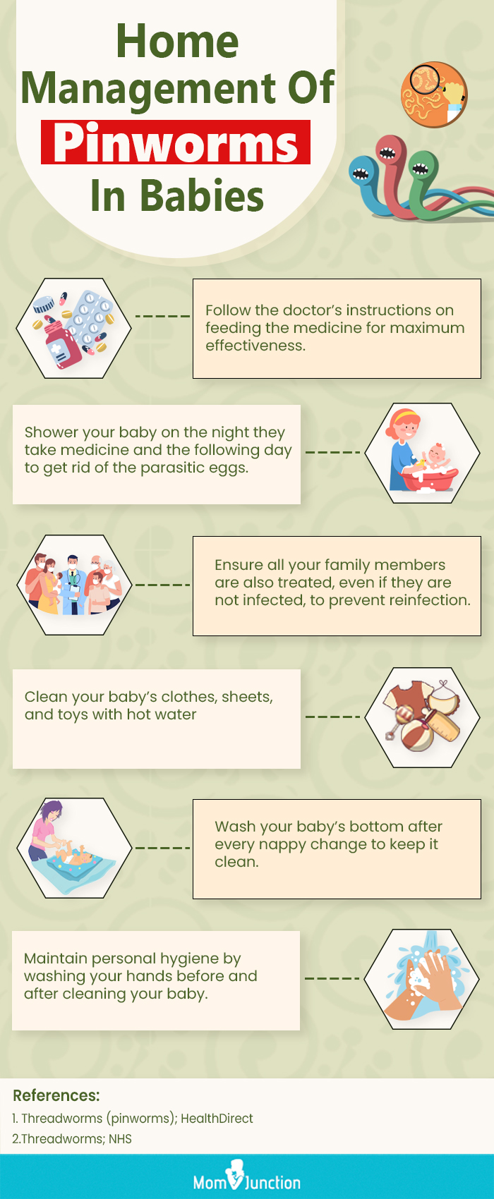 home management of pinworms in babies (infographic)