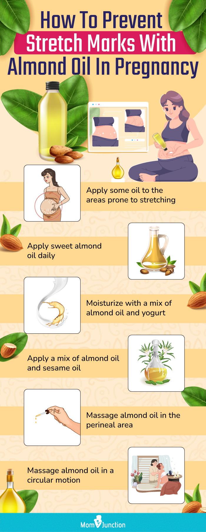 how to prevent stretch marks with almond oil in pregnancy (infographic)