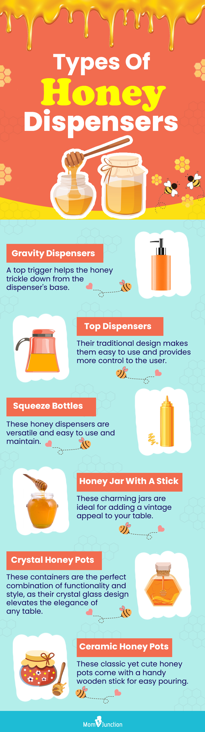 Types Of Honey Dispensers (infographic)