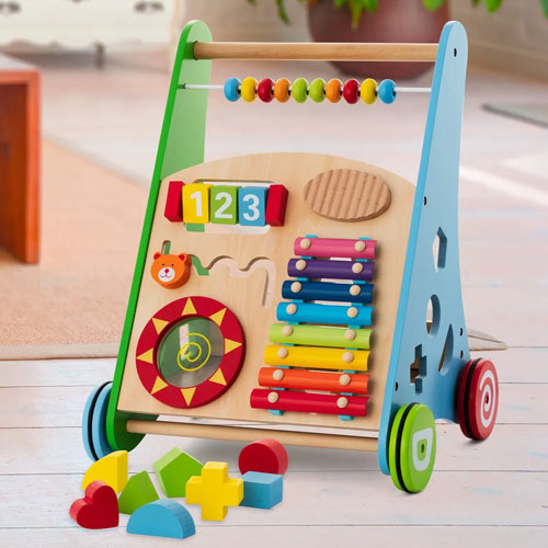 Kiddery Wooden Walker And Activity Toy For Kids