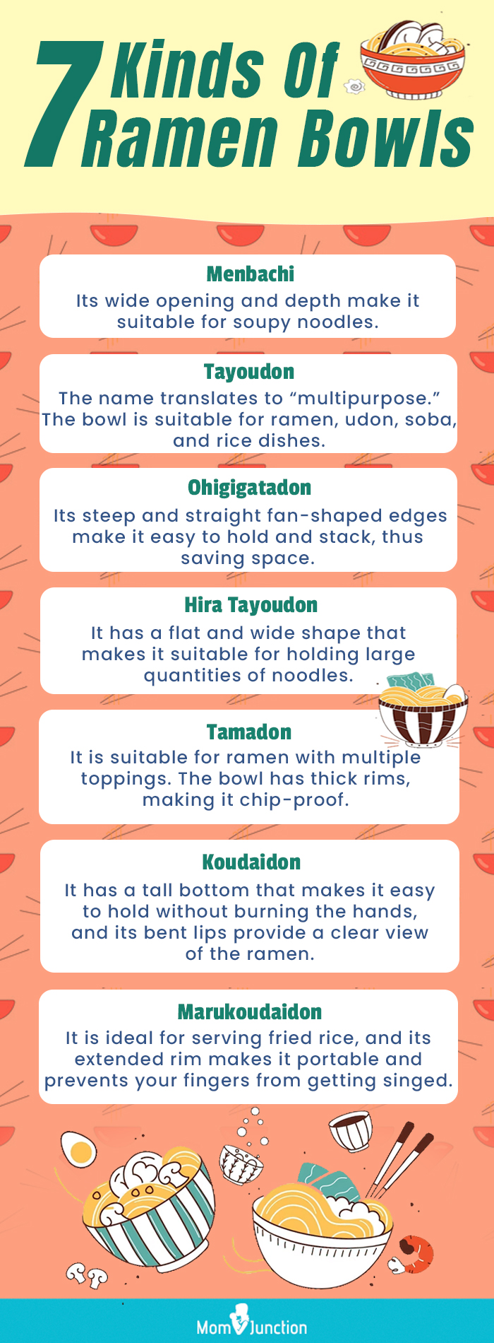 7 Kinds Of Ramen Bowls (infographic)