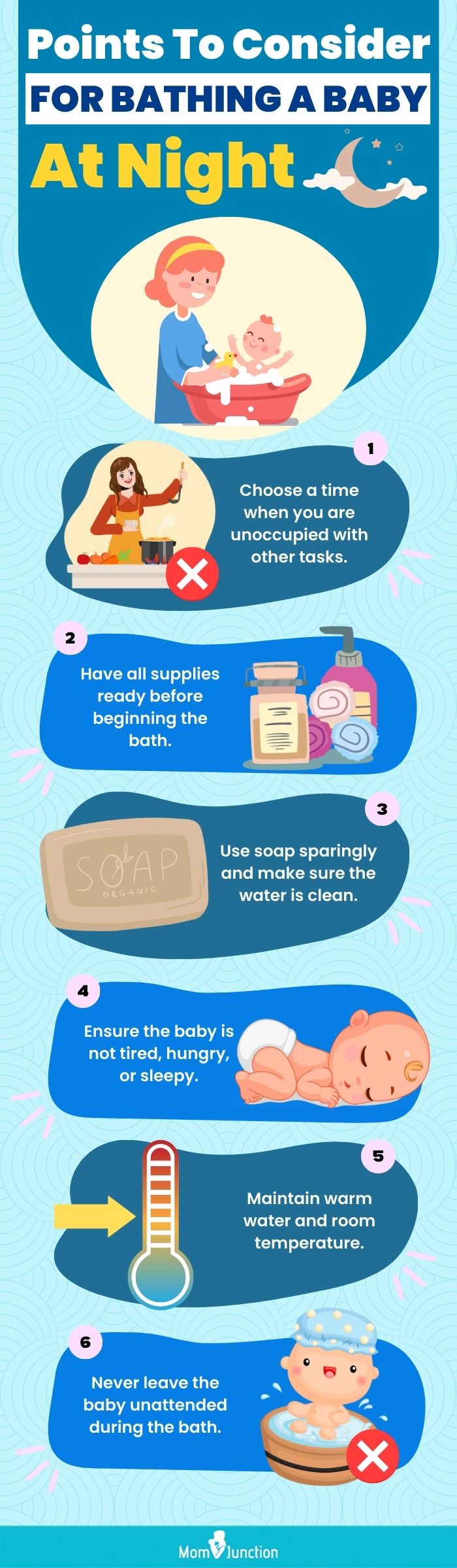 points to consider for bathing a baby at night (infographic)