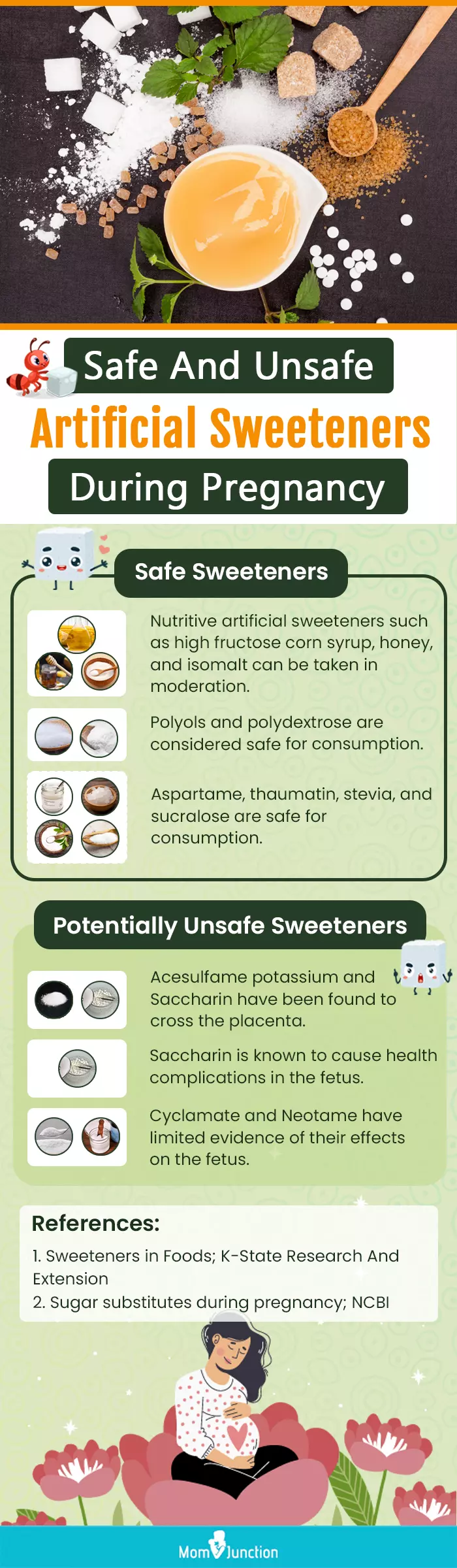 safe and unsafe artificial sweeteners during pregnancy (infographic)