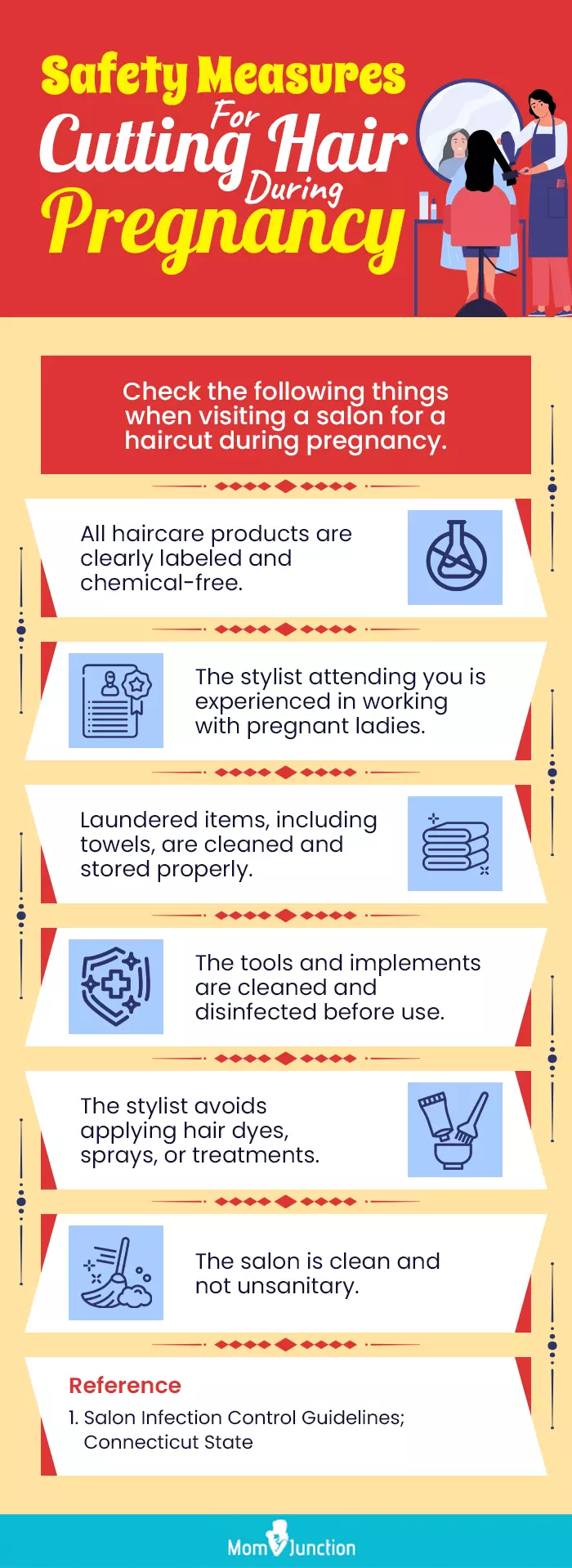 safety measures for cutting hair during pregnancy (infographic)