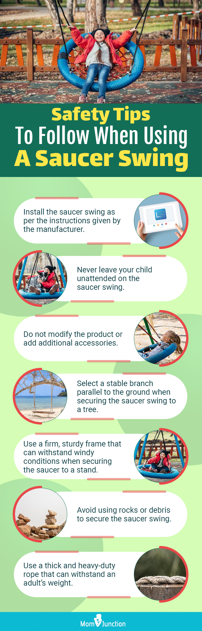 Safety Tips To Follow When Using A Saucer Swing (infographic)