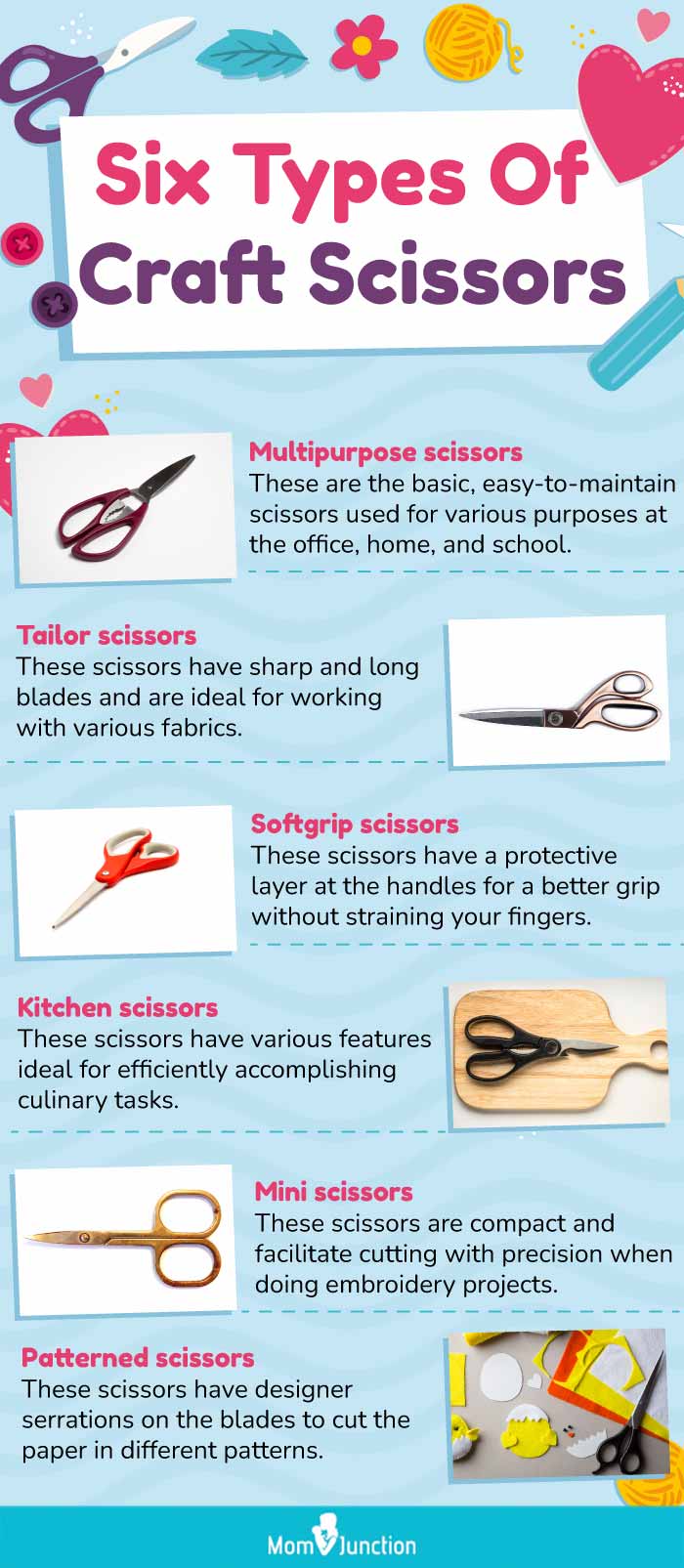 Six Types Of Craft Scissors (infographic)
