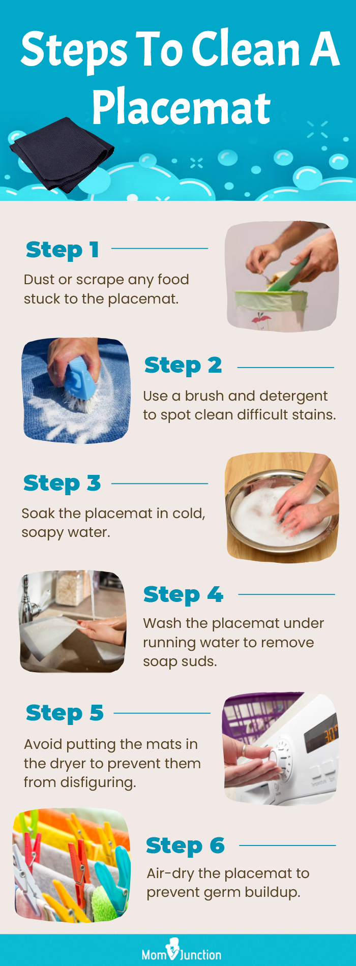 Steps To Clean A Placemat (infographic)