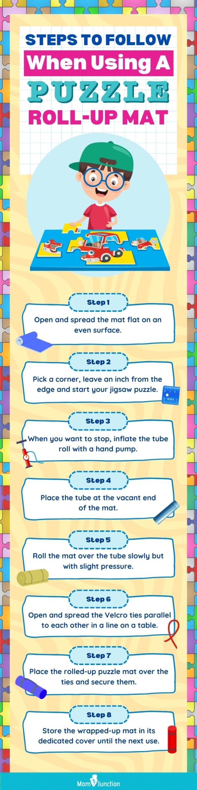 Steps To Follow When Using A Puzzle Roll-Up Mat (infographic)