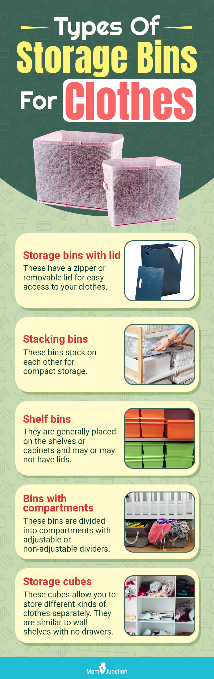 Types Of Storage Bins For Clothes (infographic)