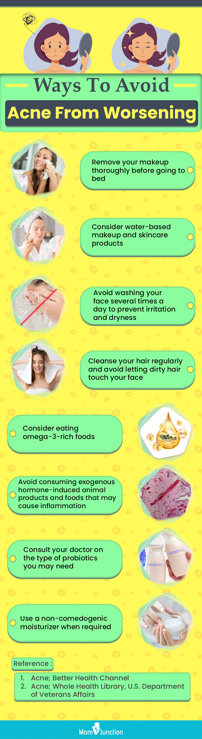 Ways To Avoid Acne From Worsening (infographic)