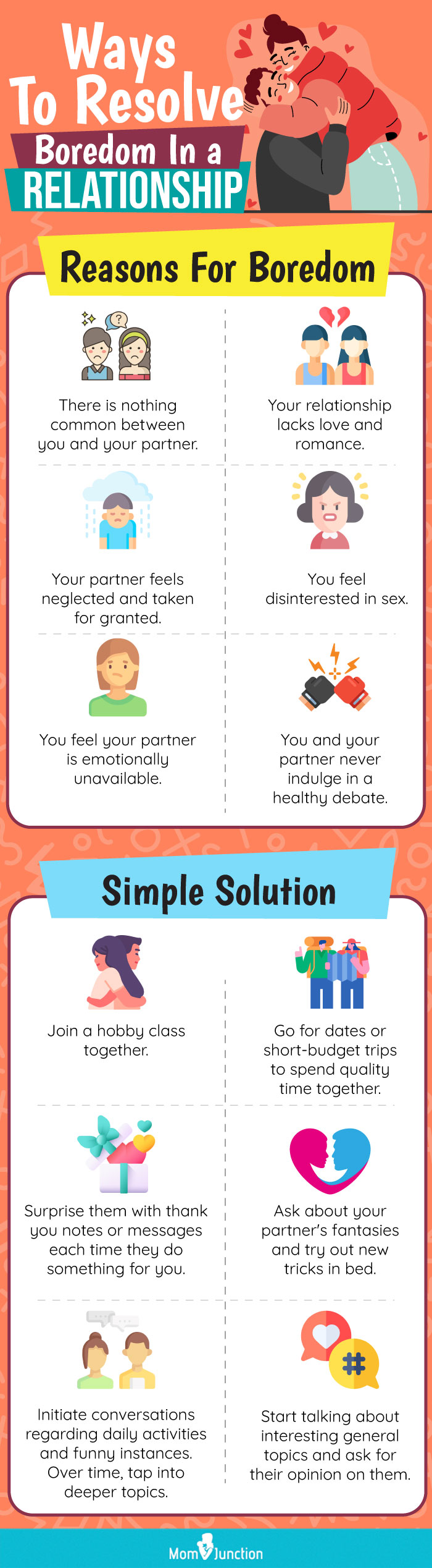 ways to resolve boredom in a relationship (infographic)