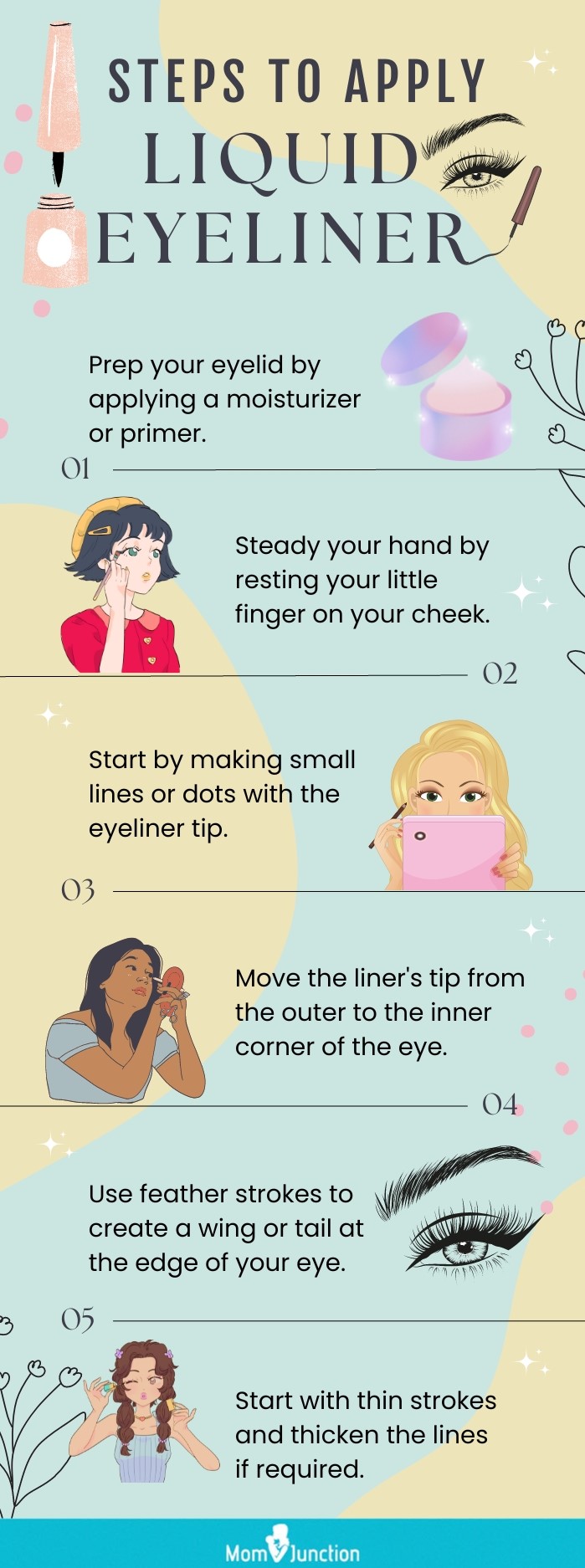 Steps to apply liquid eyeliner