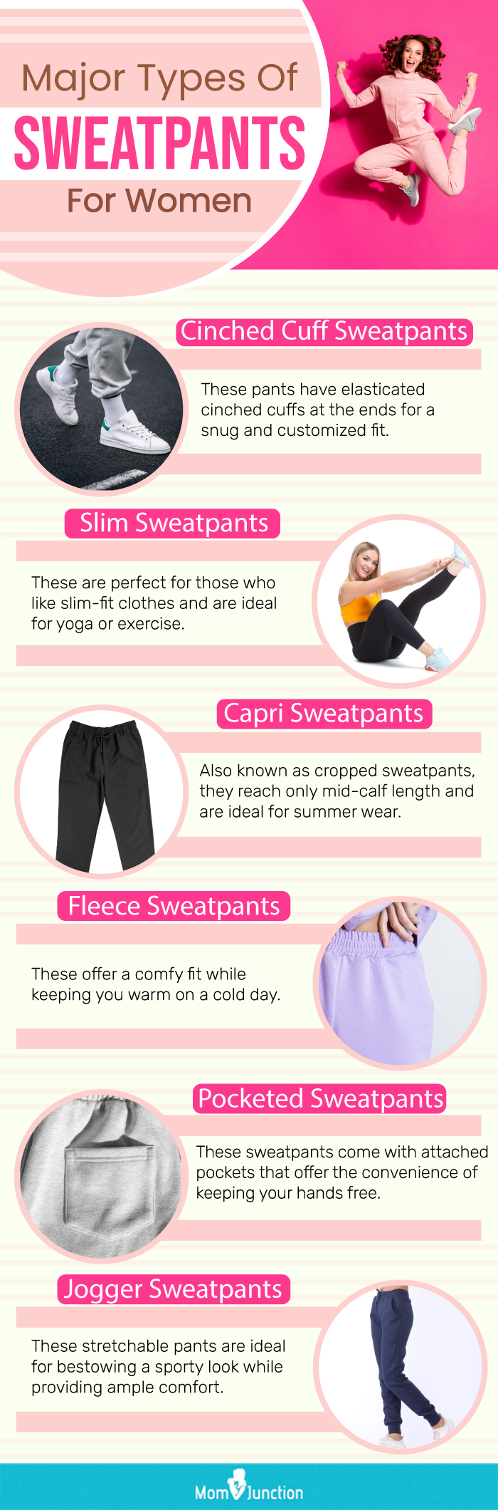  major types of sweatpants for women (infographic)