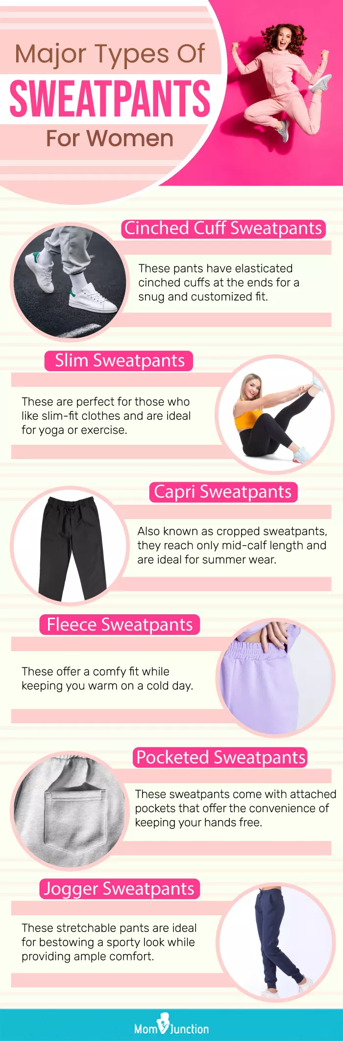  major types of sweatpants for women (infographic)