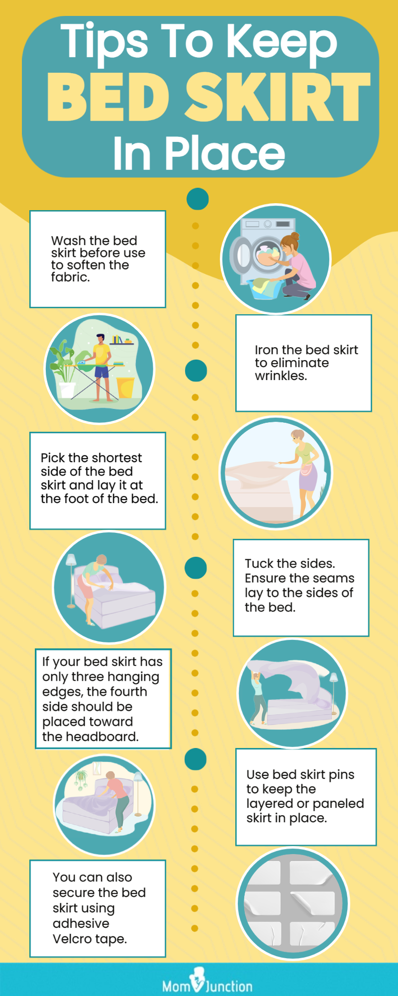 tips to keep bed skirt in place (infographic)