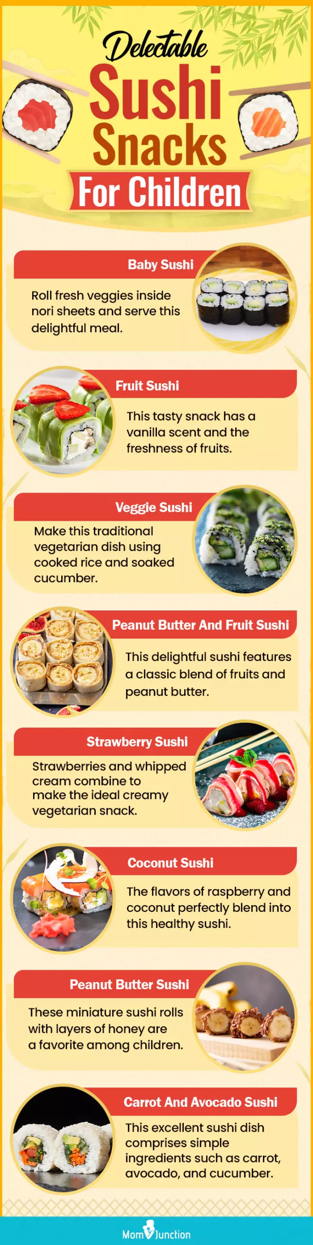 delectable sushi snacks for children (infographic)