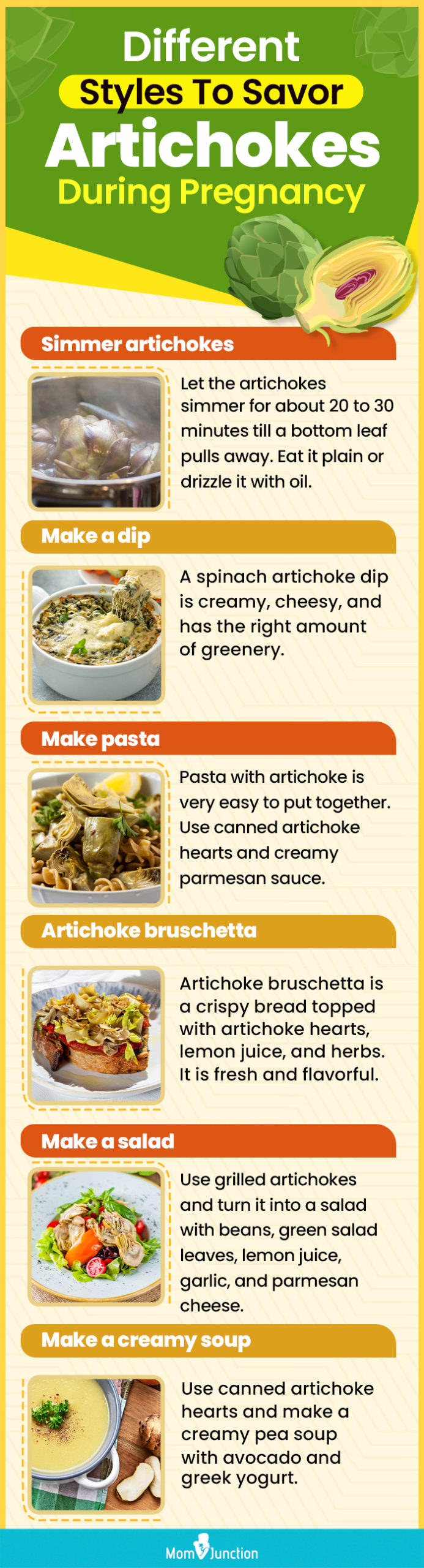 different styles to savor artichokes during pregnancy (infographic)