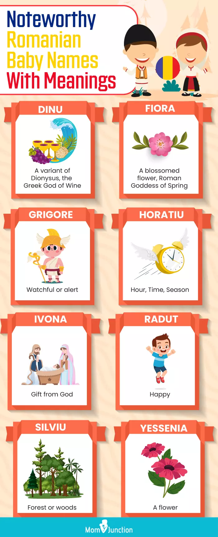 noteworthy romanian baby names with meanings (infographic)