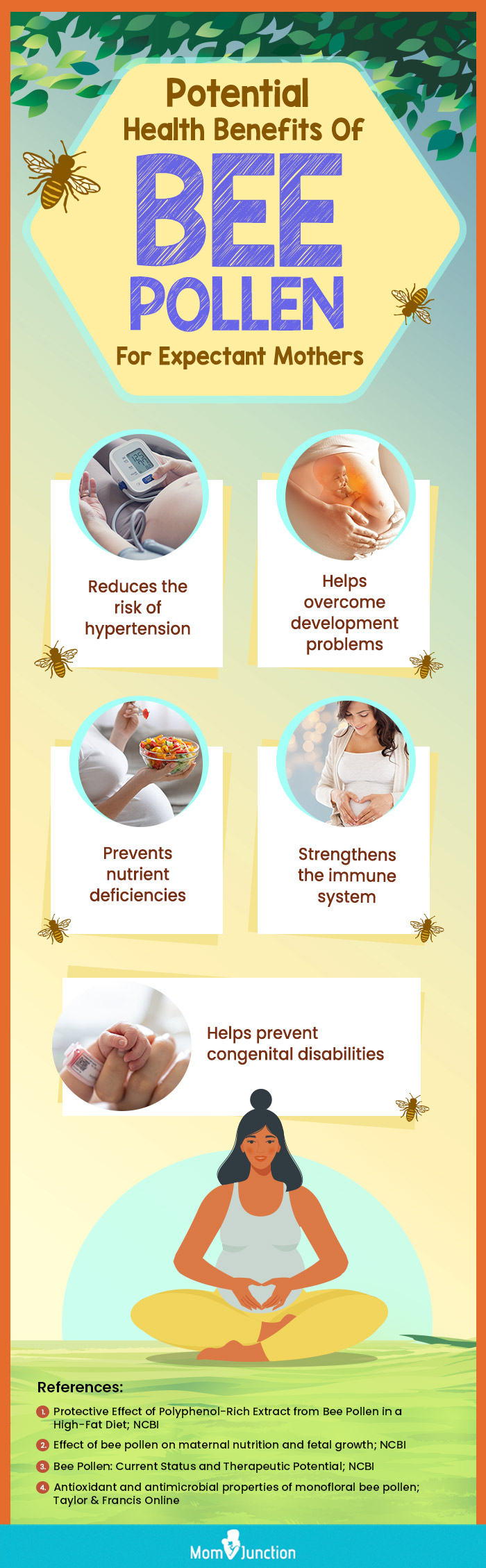 potential health benefits of bee pollen for expectant mothers (infographic)