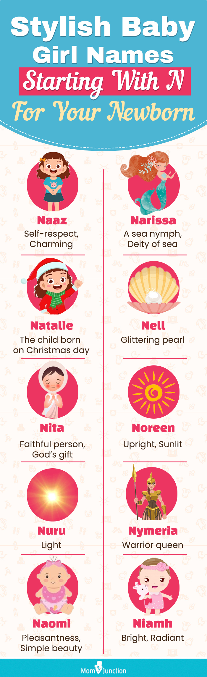 stylish baby girl names starting with n for your newborn (infographic)