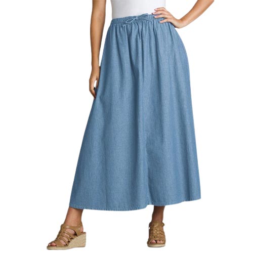 Woman Within Women's Drawstring Denim Skirt Skirt
