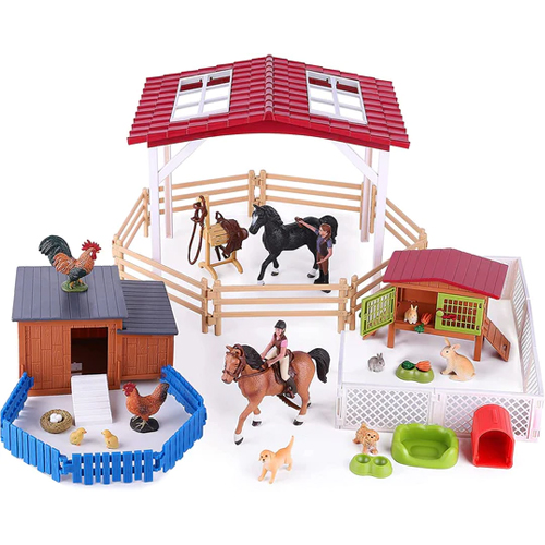 iPlay, iLearn Kids Farm Animal Barn House Toy Set