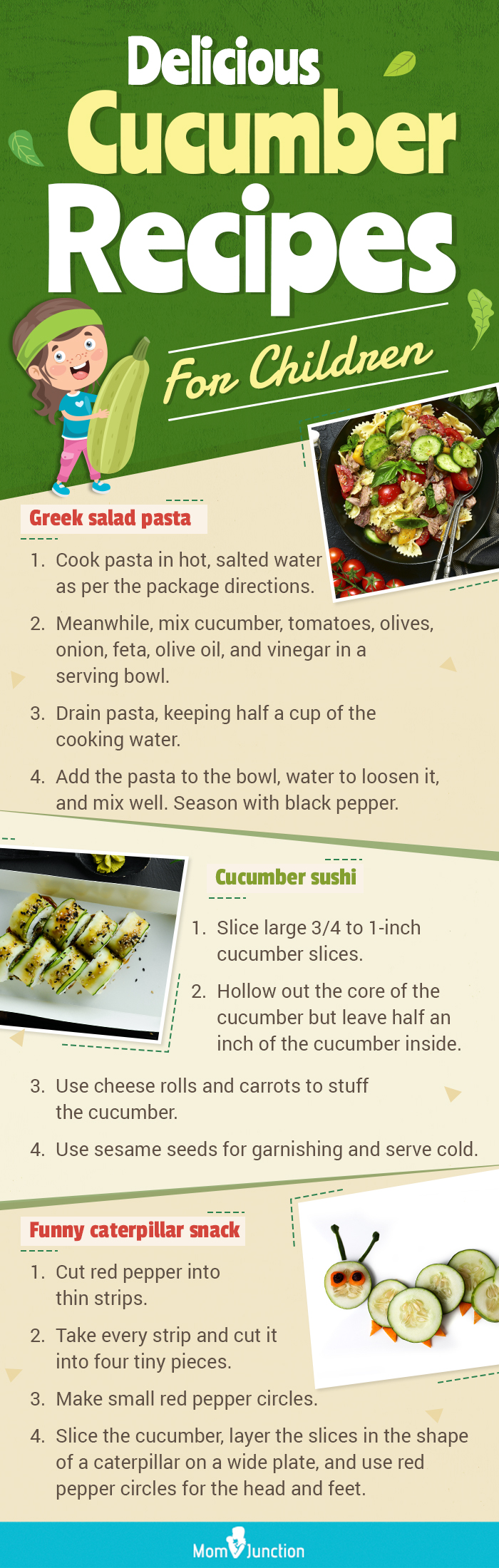 delicious cucumber recipes for children (infographic)
