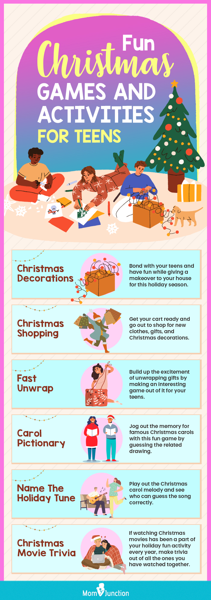 fun christmas games and activities for teens (infographic)