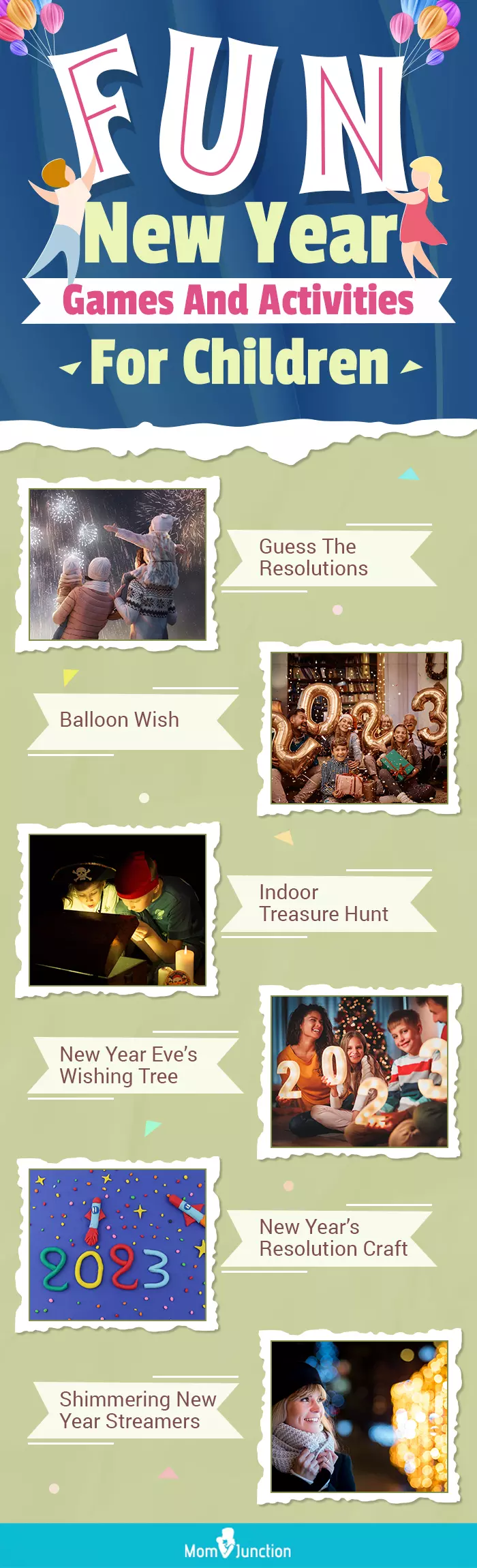 fun new year games and activities for children (infographic)