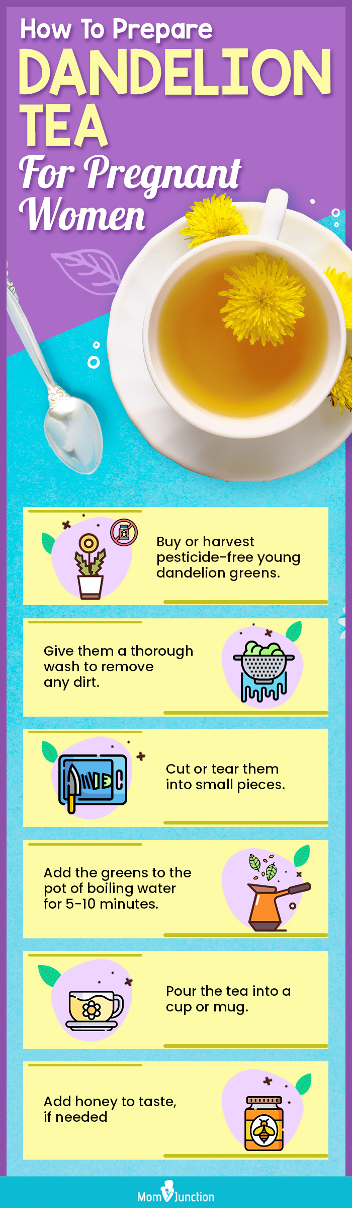 how to prepare dandelion tea for pregnant women (infographic)