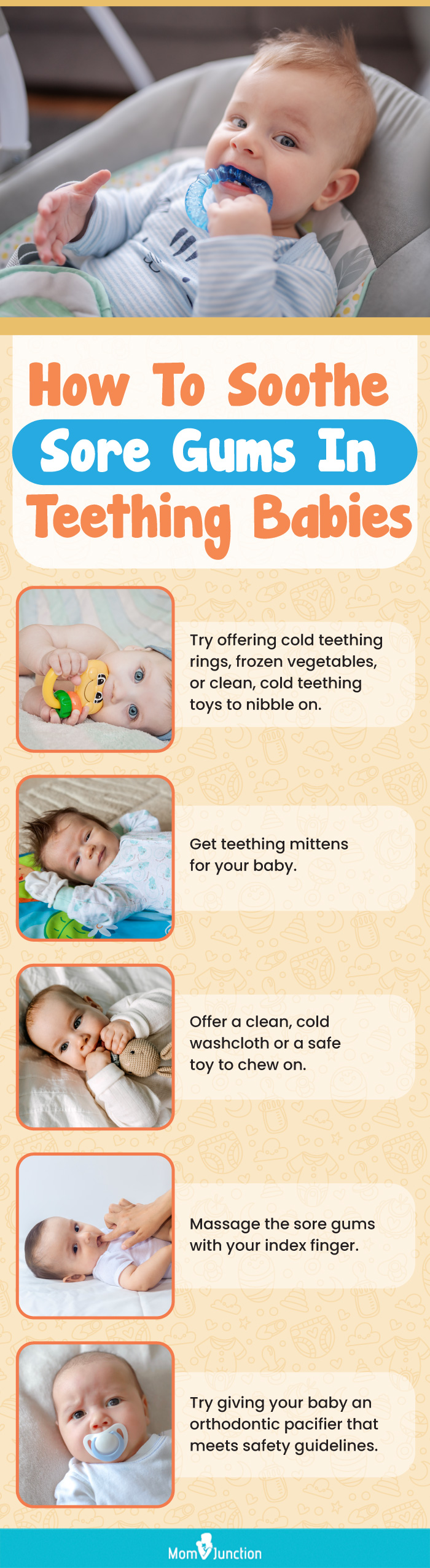how to soothe sore gums in teething babies (infographic)