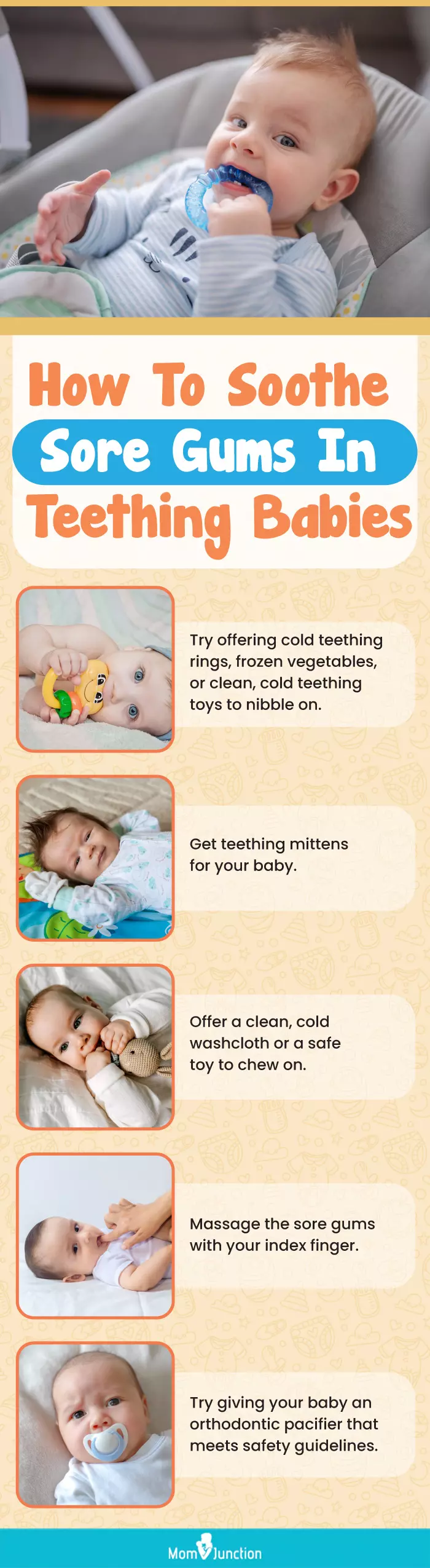 how to soothe sore gums in teething babies (infographic)