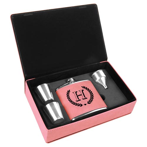 Sofia's Findings Personalized Leatherette Flask Gift Set