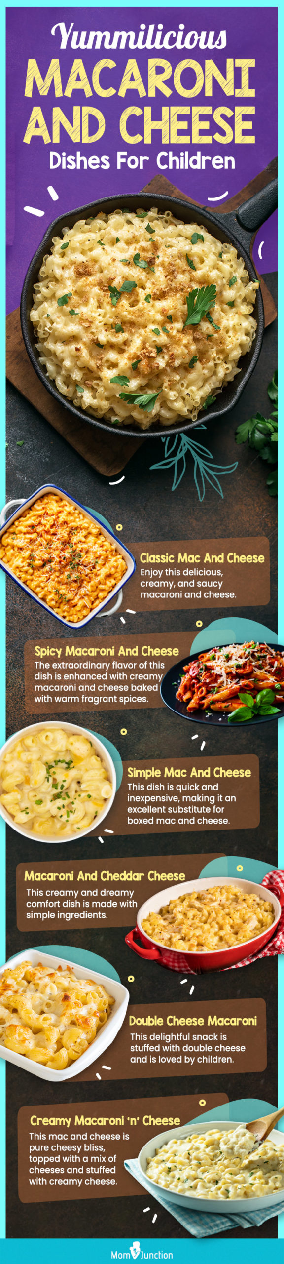 yummilicious macaroni and cheese dishes for children (infographic)