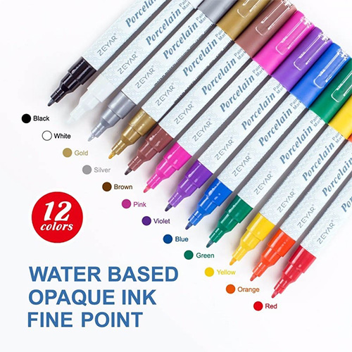 Zeyar White and Black Acrylic Paint Pen Water Based Set of 7 Extra Fine  Point for sale online