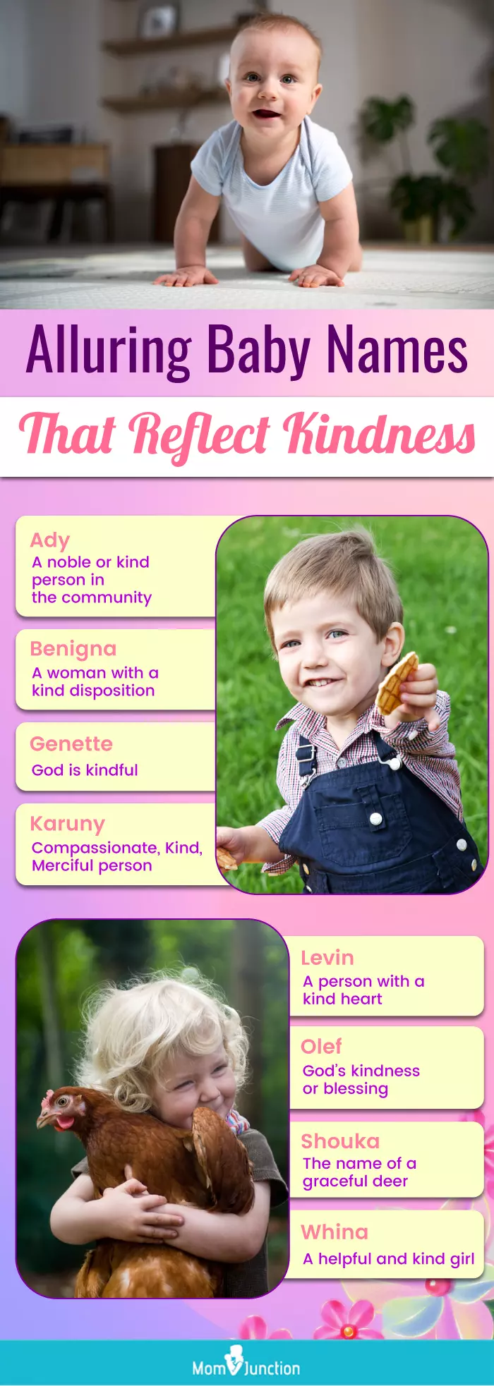 alluring baby names that reflect kindness (infographic)