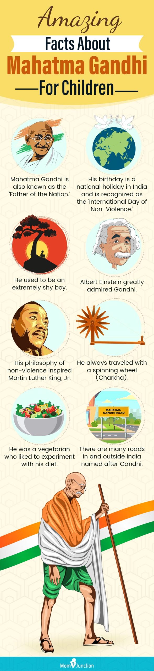 amazing facts about mahatma gandhi for children (infographic)